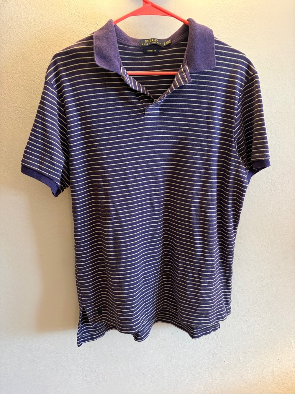 Ralph Lauren Purple and White Striped Polo Shirt